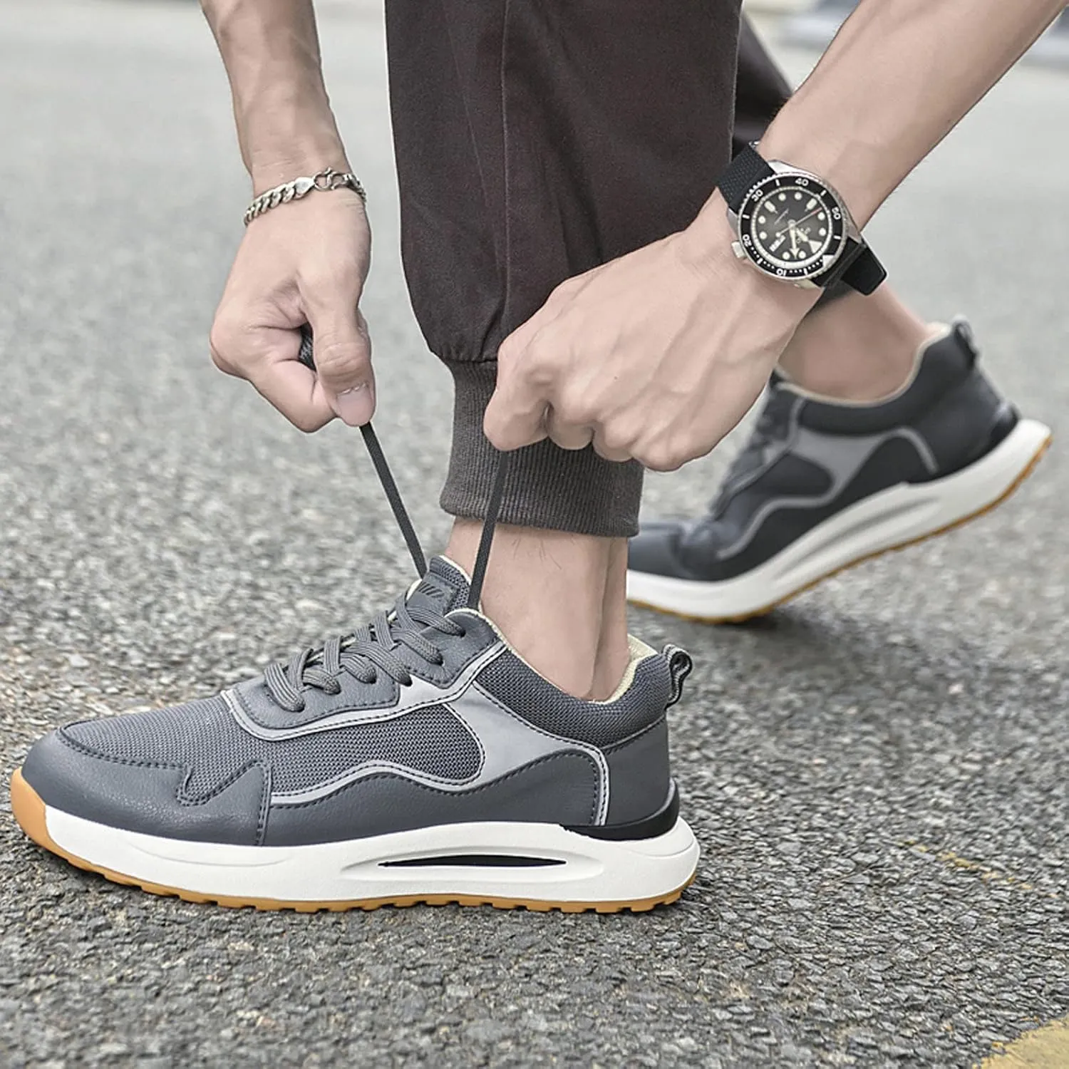 Elevator Sneakers for Men 2.36 inch Invisible Height Increasing Lace Up Fashion Sneakers