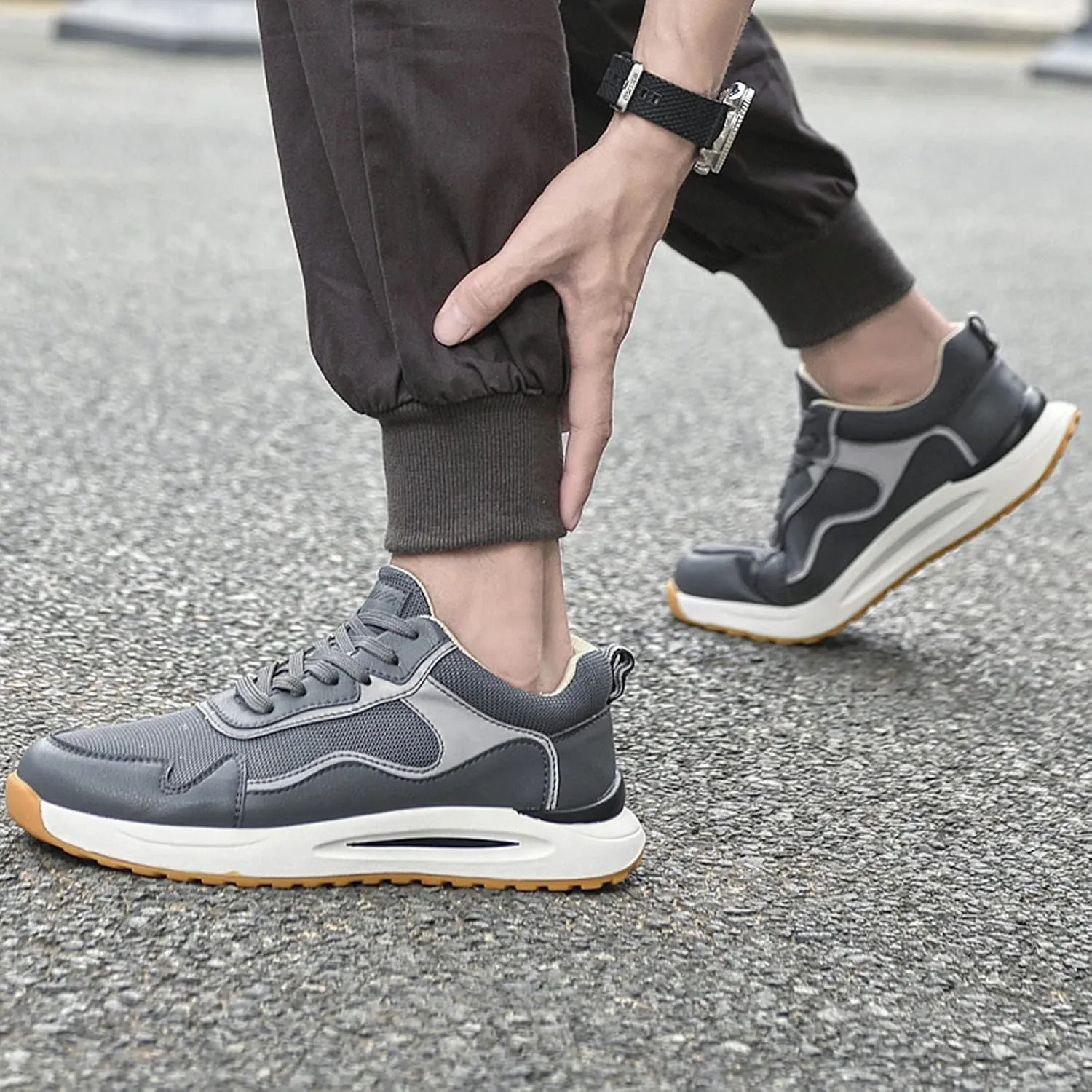 Elevator Sneakers for Men 2.36 inch Invisible Height Increasing Lace Up Fashion Sneakers