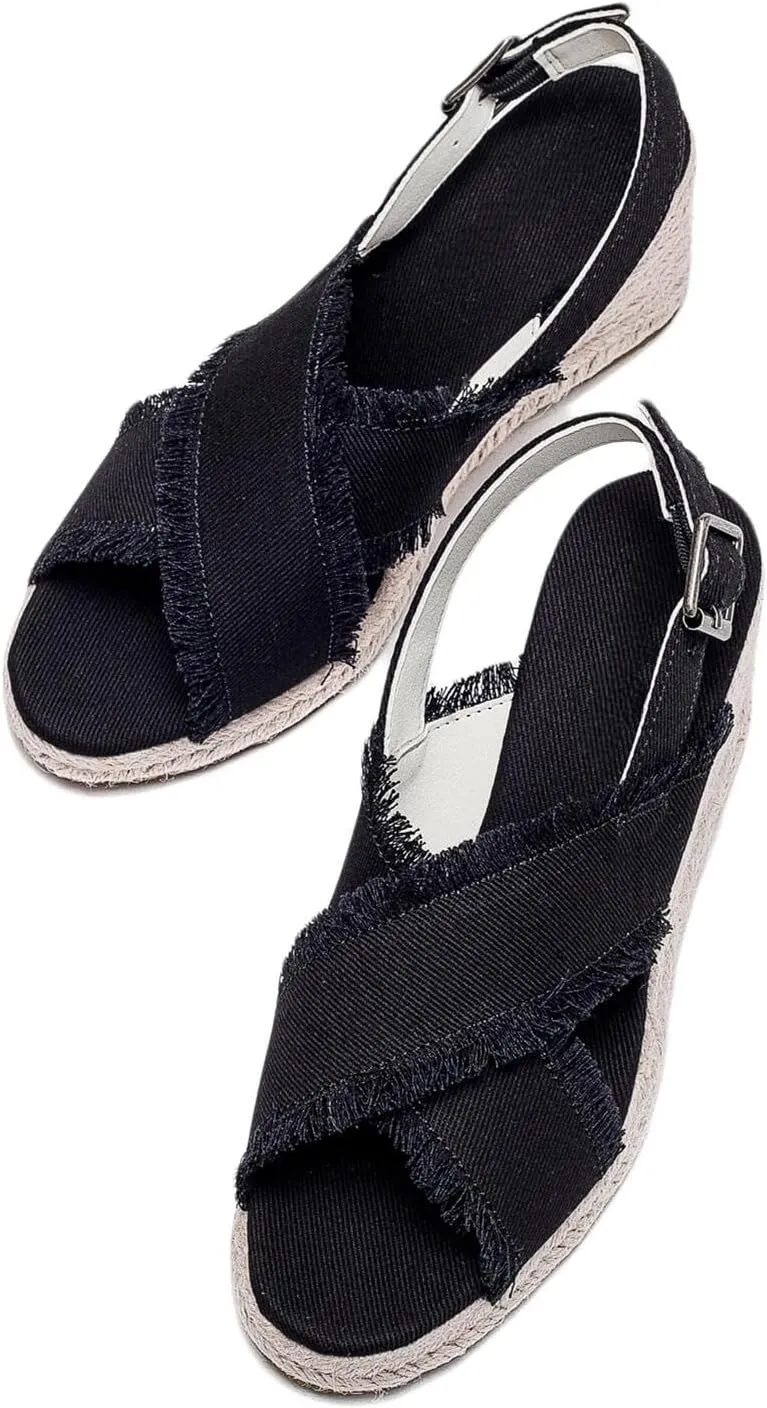 Espadrille Wedge Sandals for Women - Comfortable and Breathable Espadrilles Adjustable Foot Straps Wedges Can Be Worn with Jeans Beach Skirts