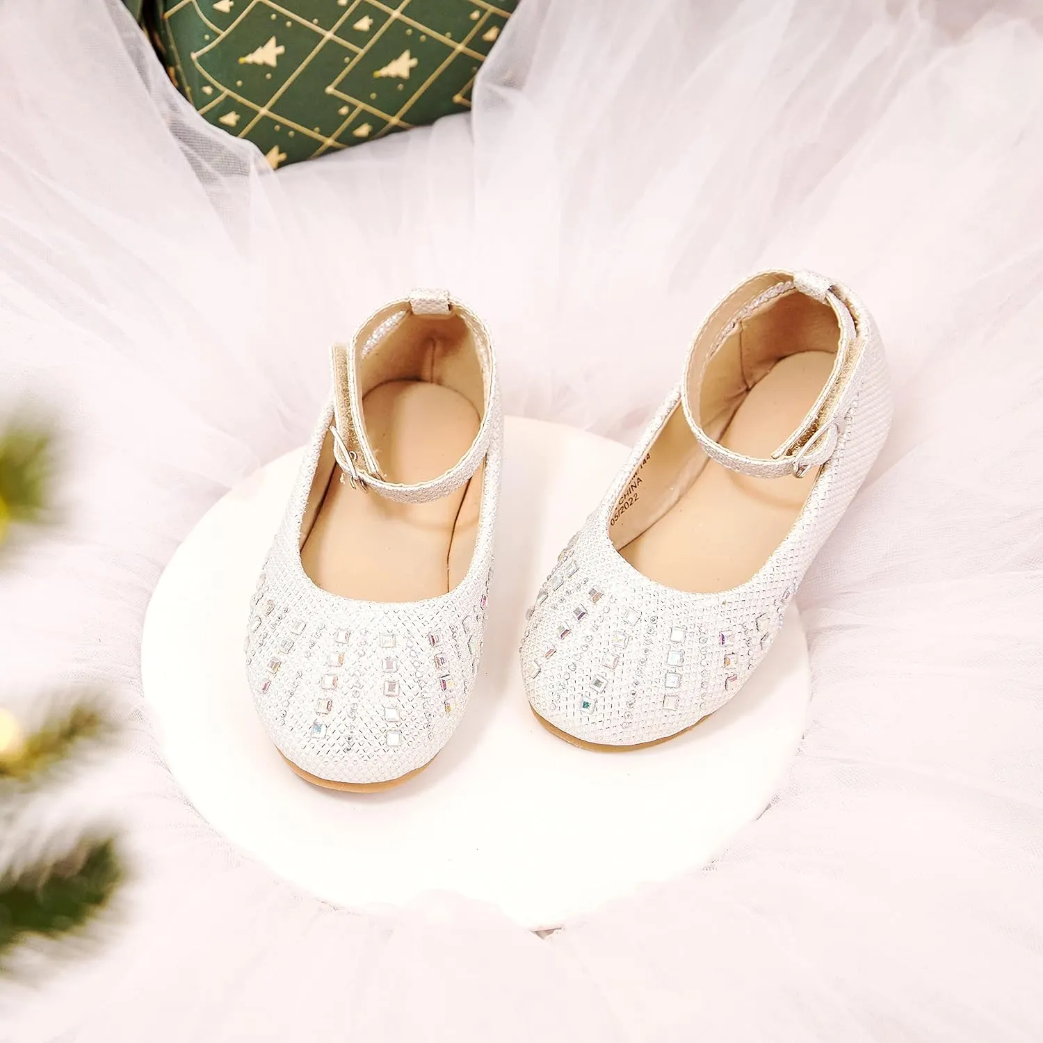 ESTINE Toddler/Little Kid Girls Dress Mary Jane Flats Flowers Fashion Princess Ballet Shoes