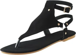 Flip Flops for Women Gladiator Sandals Open Toe Adjustable Buckle Ankle Strap Roman Retro Thong Comfortable Casual Walking Beach Sandal