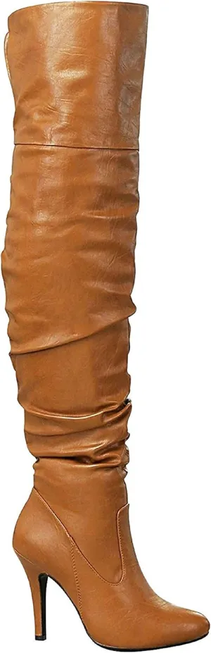 Forever Womens Over The Knee Fashion Boot Shoes Tan 6.5