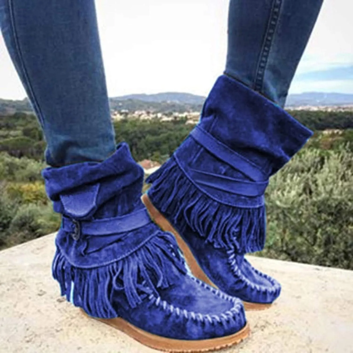 Gibobby Boots for Women Women High Heel Platform Boots Retro Ankle Boots Squared Toe Breathable Zip Up Boots 52