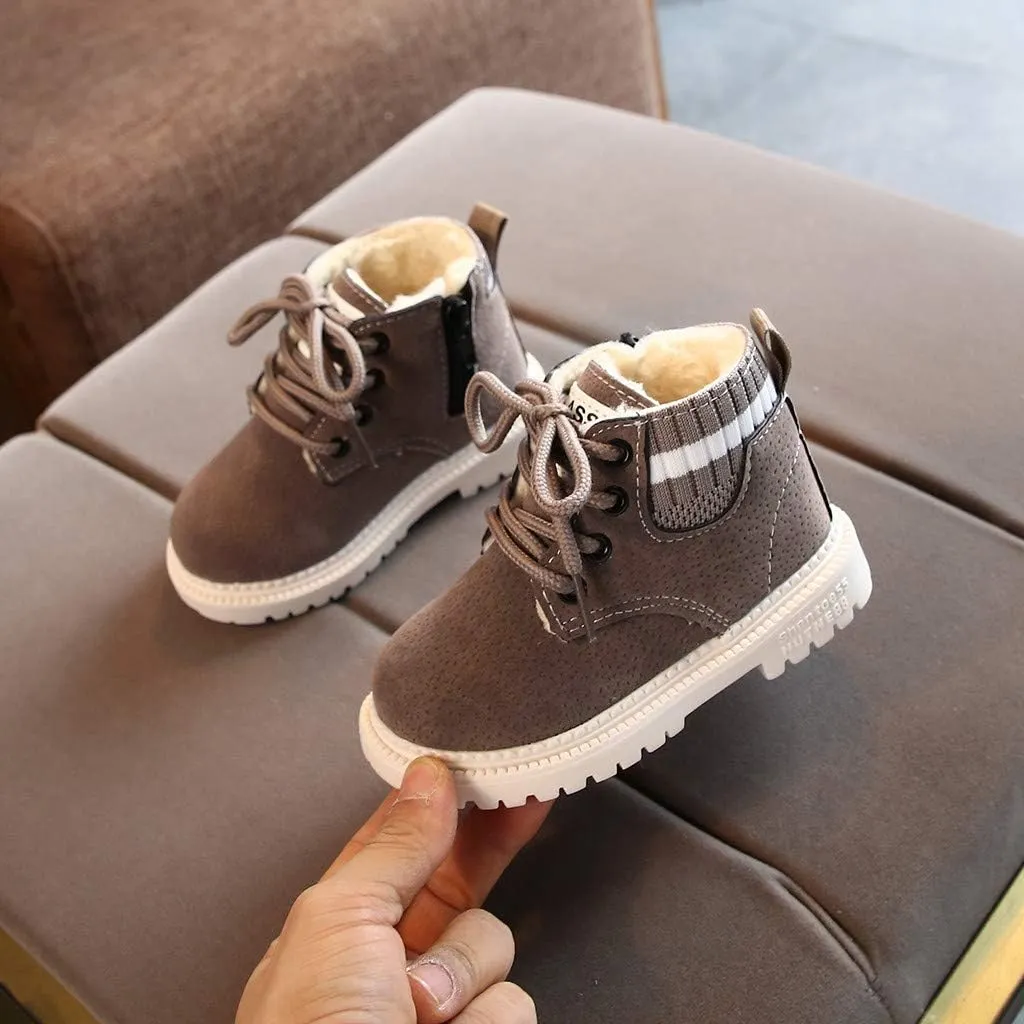 Girls Boots, Girls Flat Heel Outdoor Waterproof Hiking Ankle Booties Girls Short Ankle Boots Non-Slip Snow Booties