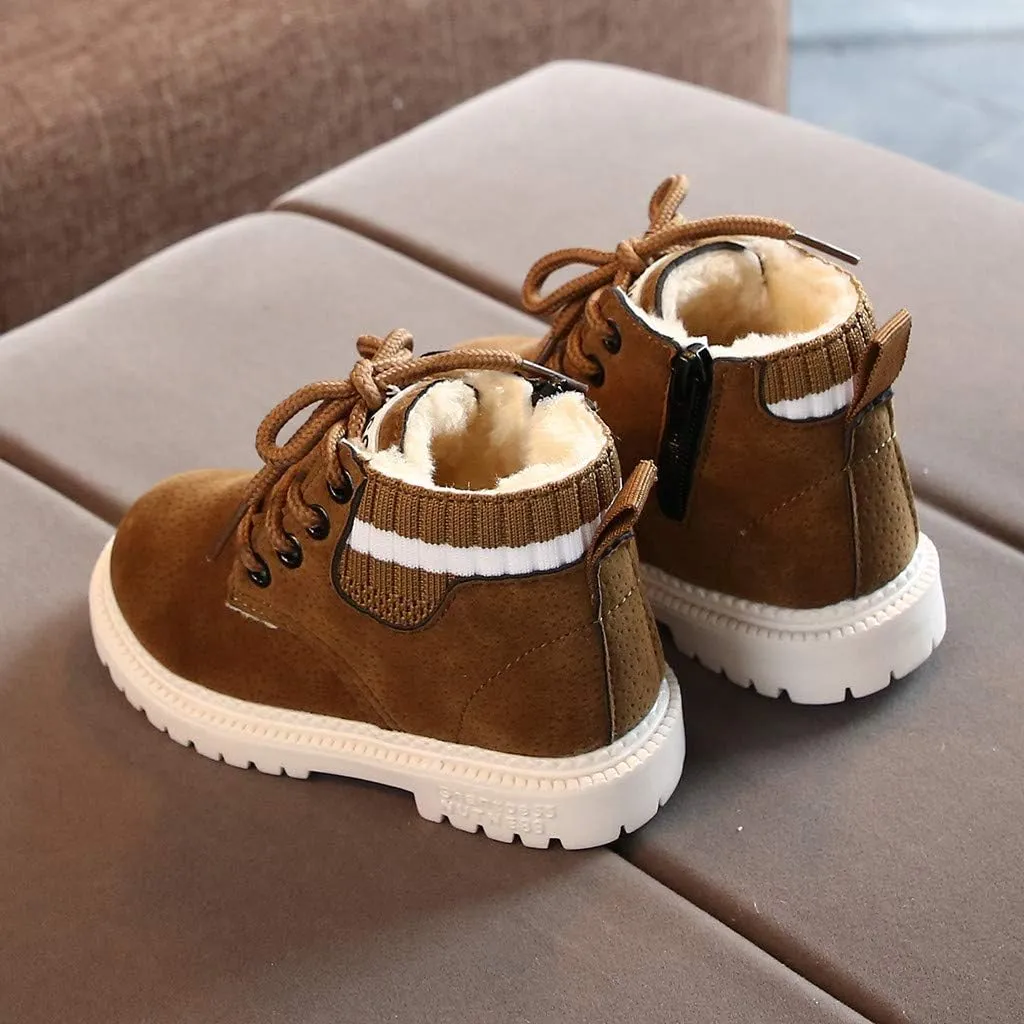 Girls Boots, Girls Flat Heel Outdoor Waterproof Hiking Ankle Booties Girls Short Ankle Boots Non-Slip Snow Booties