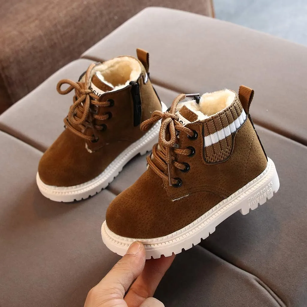 Girls Boots, Girls Flat Heel Outdoor Waterproof Hiking Ankle Booties Girls Short Ankle Boots Non-Slip Snow Booties