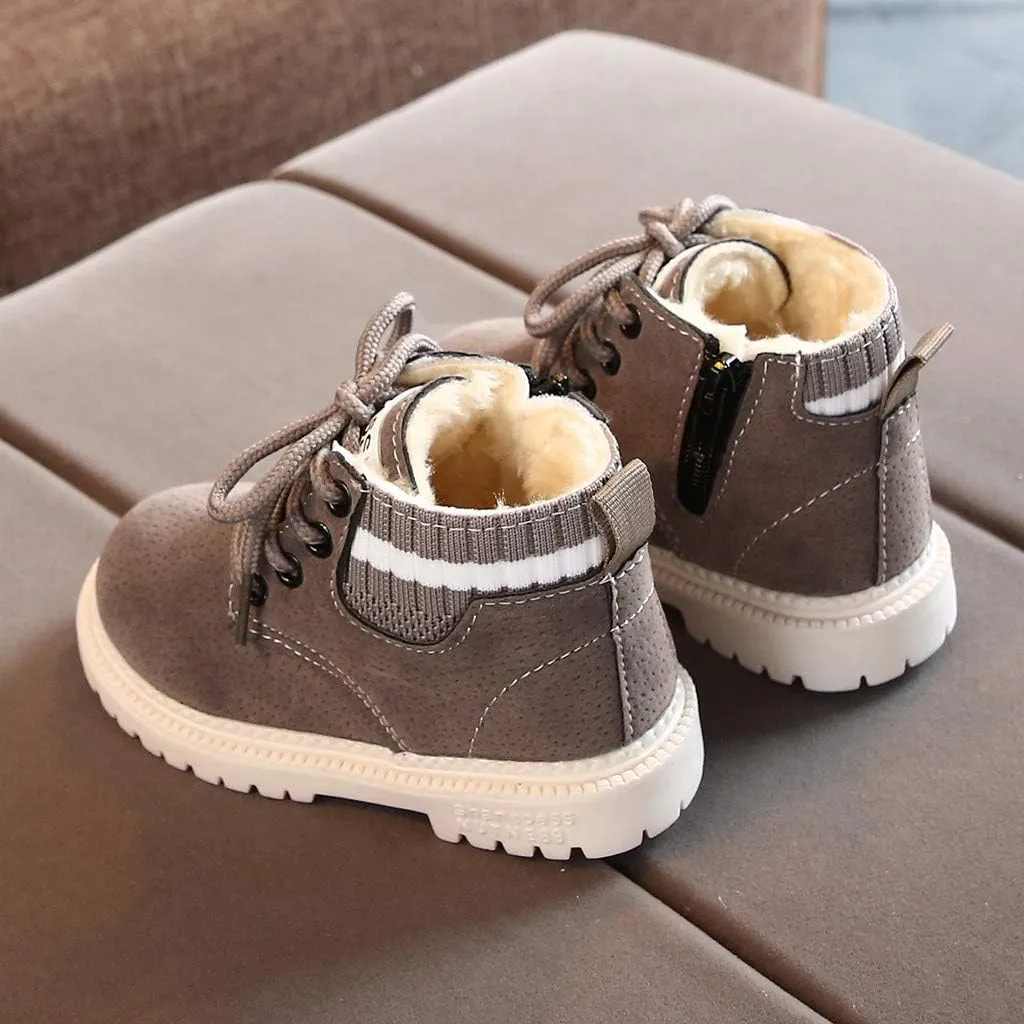 Girls Boots, Girls Flat Heel Outdoor Waterproof Hiking Ankle Booties Girls Short Ankle Boots Non-Slip Snow Booties