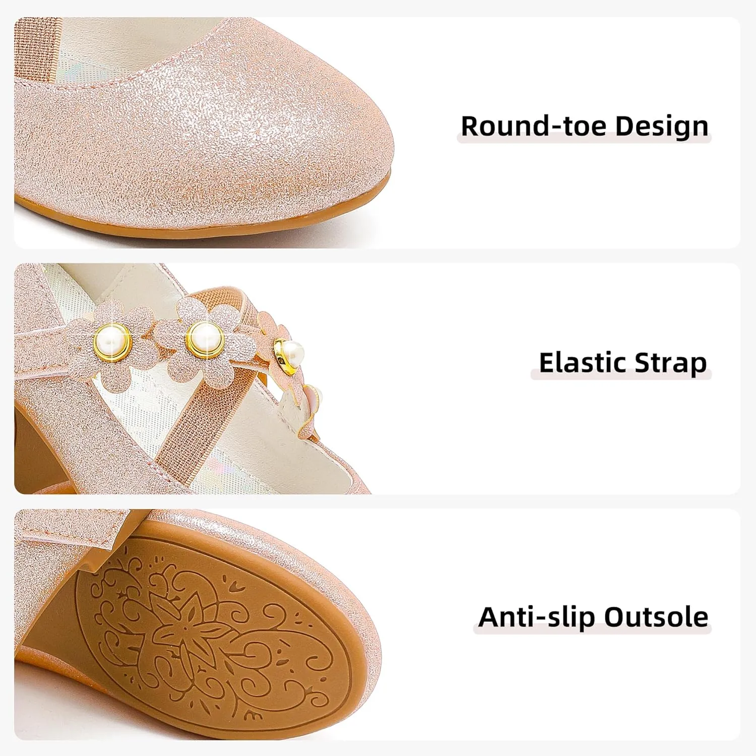 Girls Dress Shoes Toddler Girl Flats Low Heel Princess Wedding Shoes for Little Big Kids