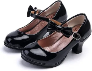 Girls Mary Jane Heels Dress Shoes Comfortable Princess Party Wedding Pumps for Toddler Little Kid