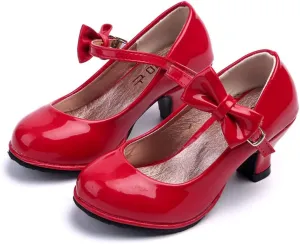 Girls Mary Jane Heels Dress Shoes Comfortable Princess Party Wedding Pumps for Toddler Little Kid