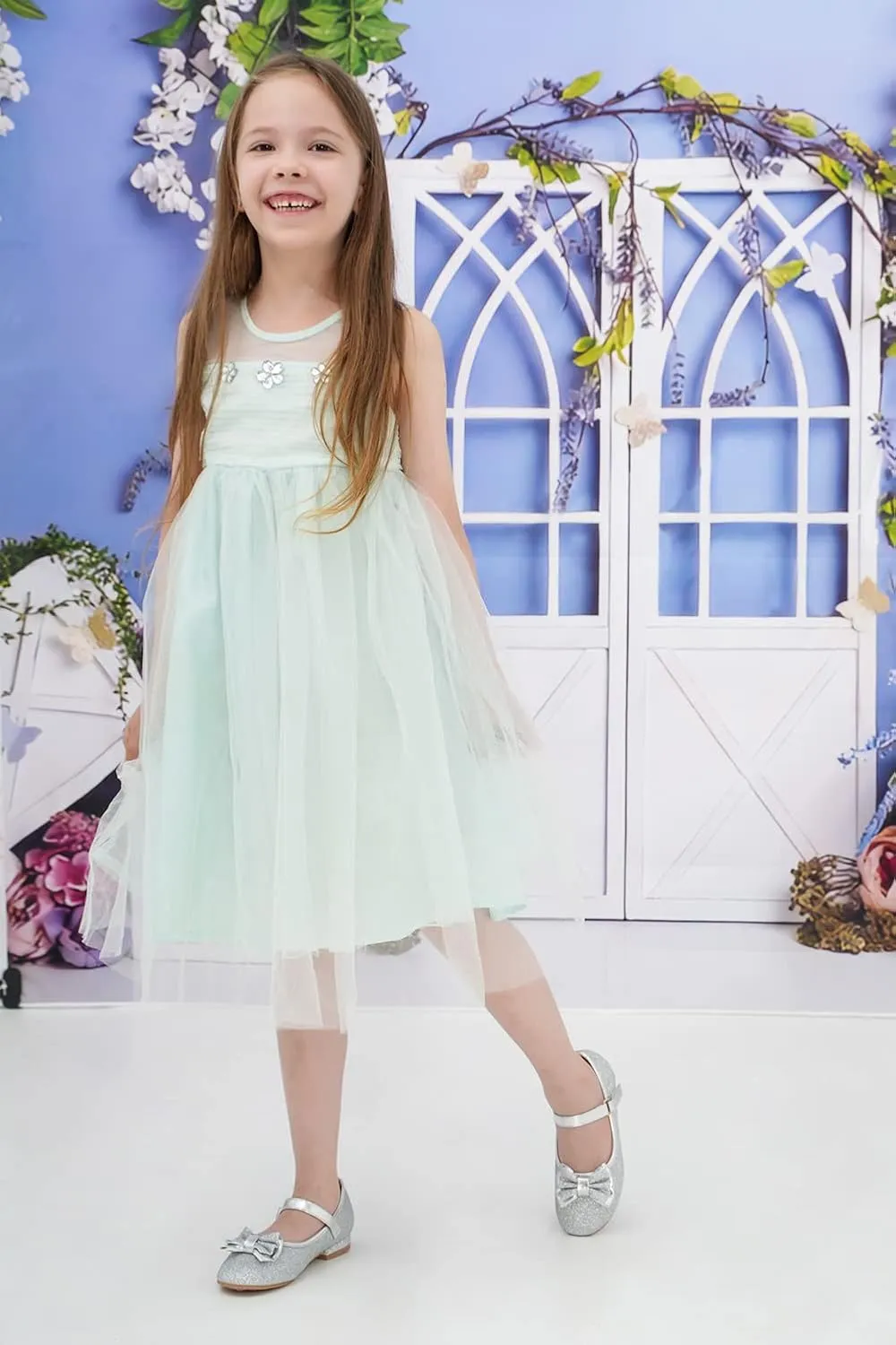 Girls Mary Jane Shoes Glitter Wedding Dress Flats Party Pump Shoes