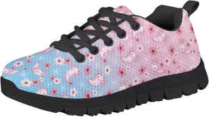 Girls Running Shoes Lightweight Athletic Sports Shoes Kids Non-Slip Lace-up Sneakers Breathable for Tennis Walking