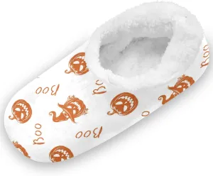 Gredecor Halloween Girls Boys Slippers Jack O Lantern Silhouette Home House Fuzzy Slippers Indoor Soft Casual Shoes,9-11