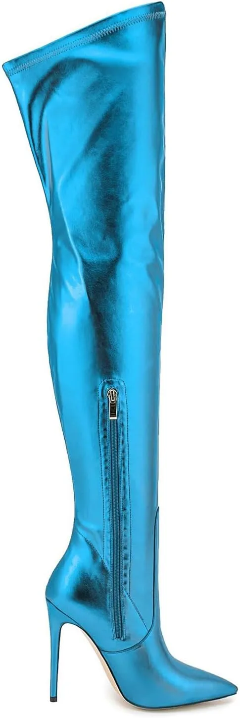 High Heels Women Stretch Stiletto Over The Knee Boots Pointed Toe Side Zipper Tall Boots Party Pumps Shoes