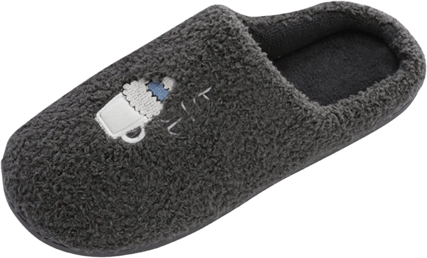 House Slippers for Men Cute Memory Foam House Slippers Furry Bedroom Slippers Anti-Slip Sole for Indoor Outdoor