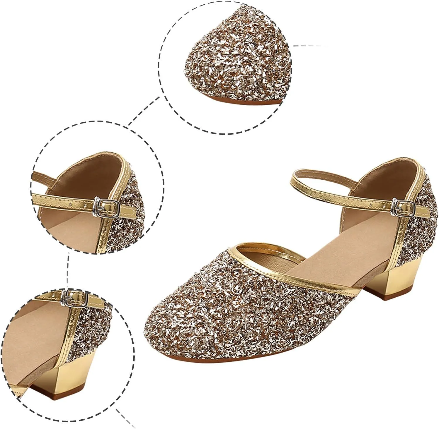 IWIHMIV Girls Dress Shoes Mary Jane Shoes for Girls Low Heel Princess Hook and Loop Dress Shoes Party Wedding for Little