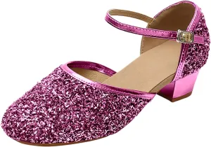 IWIHMIV Girls Dress Shoes Mary Jane Shoes for Girls Low Heel Princess Hook and Loop Dress Shoes Party Wedding for Little