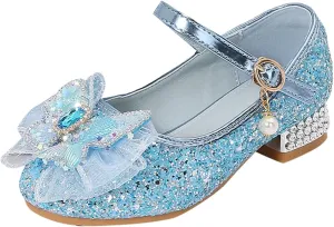 IWIHMIV Girls Dress Up Shoes Girls Dress Shoes Mary Jane Shoes for Girls Low Heel Princess Hook and Loop Dress Shoes Party Wedding