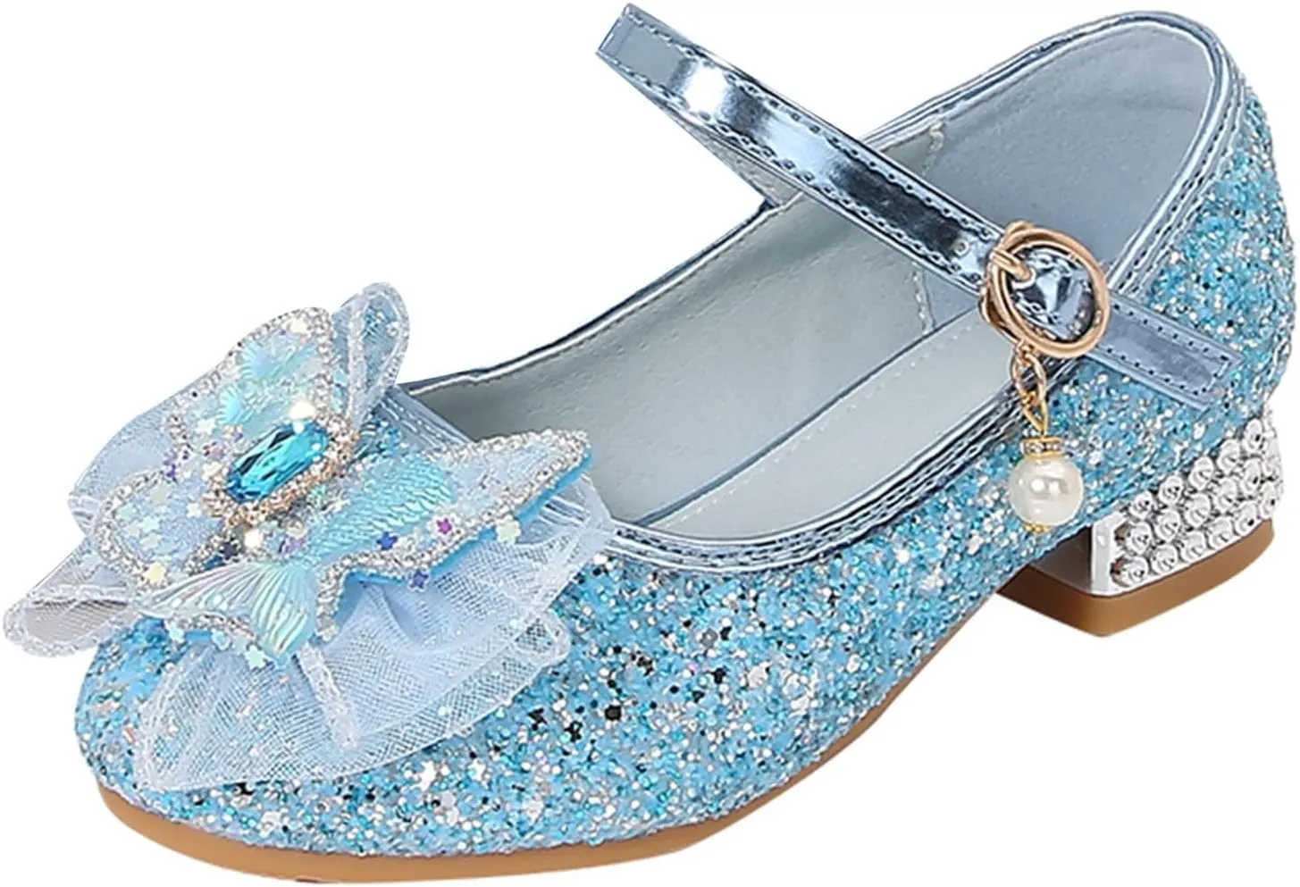 IWIHMIV Girls Dress Up Shoes Girls Dress Shoes Mary Jane Shoes for Girls Low Heel Princess Hook and Loop Dress Shoes Party Wedding