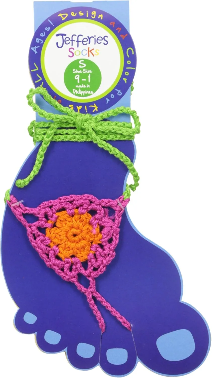 Jefferies Socks Big Girls' Color Pop Crochet Barefoot Sandal
