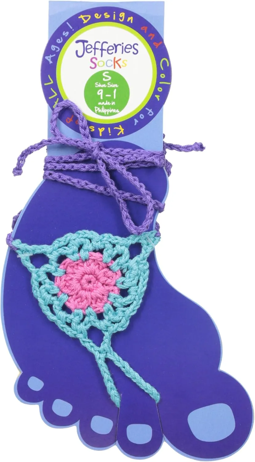 Jefferies Socks Big Girls' Color Pop Crochet Barefoot Sandal