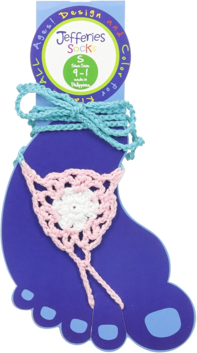 Jefferies Socks Big Girls' Color Pop Crochet Barefoot Sandal