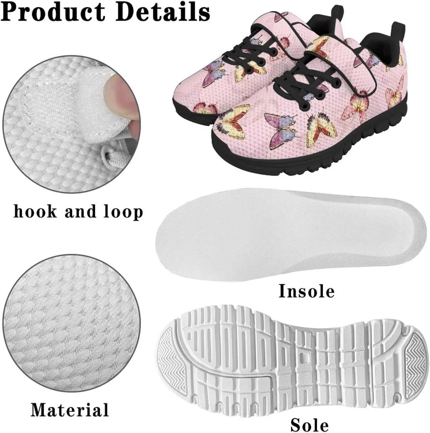 Kids Shoes Comfortable Breathable Hook and Loops Athletic Running Shoes for Litter Kids Non-Slip Lightweight School Sport Sneaker for Boys Girls US 11-15