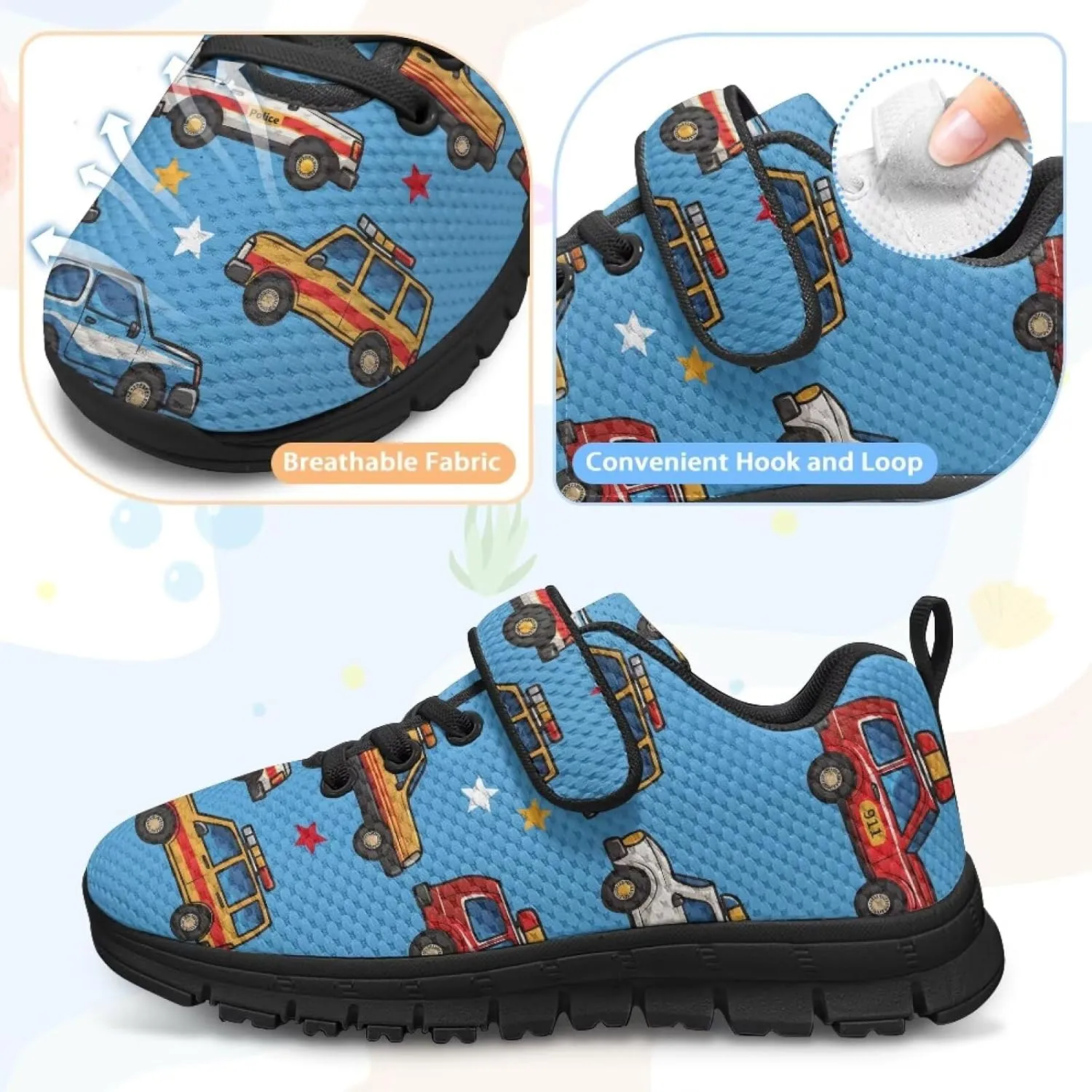 Kids Shoes Comfortable Breathable Hook and Loops Athletic Running Shoes for Litter Kids Non-Slip Lightweight School Sport Sneaker for Boys Girls US 11-15
