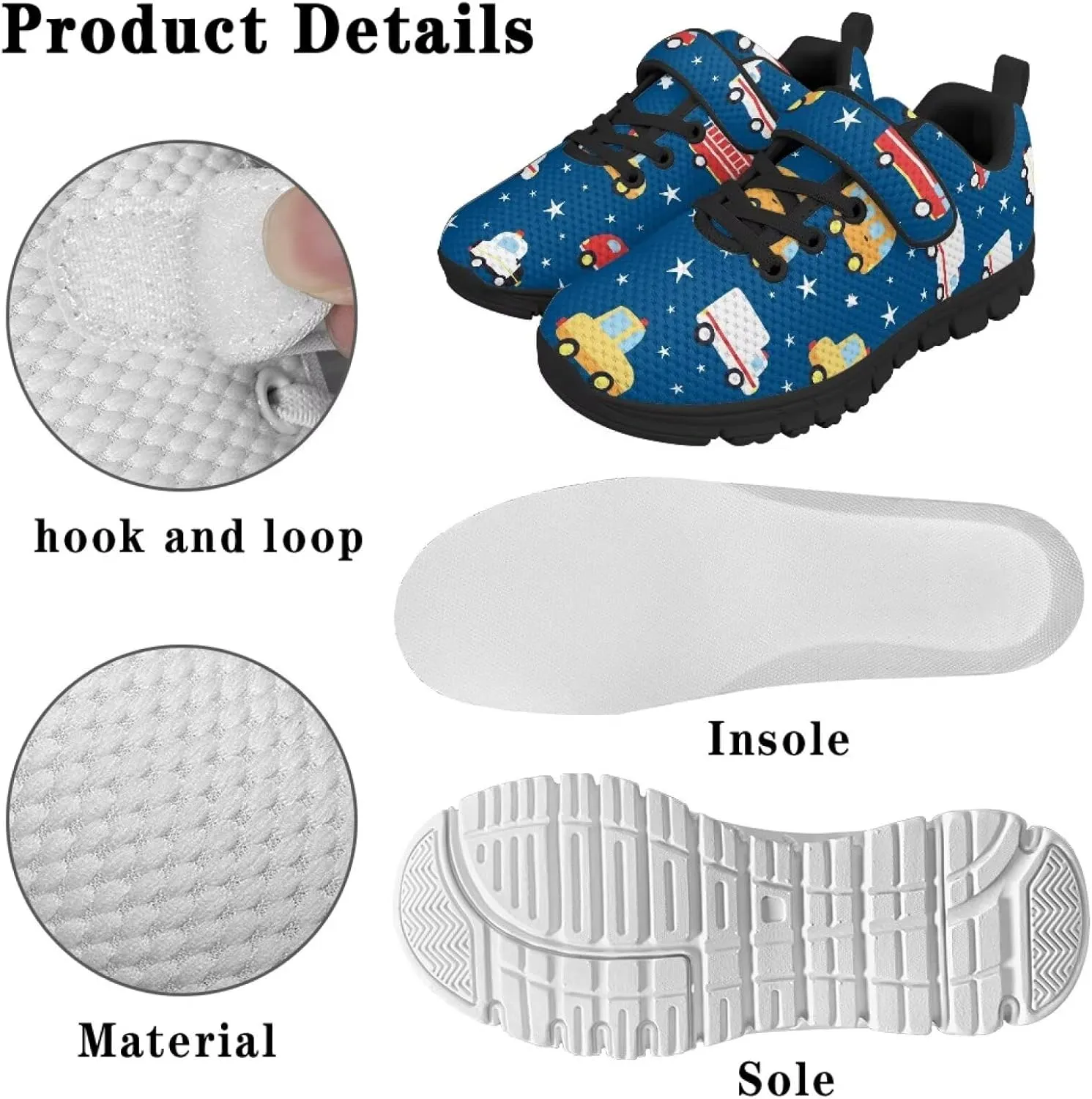 Kids Shoes Comfortable Breathable Hook and Loops Athletic Running Shoes for Litter Kids Non-Slip Lightweight School Sport Sneaker for Boys Girls US 11-15