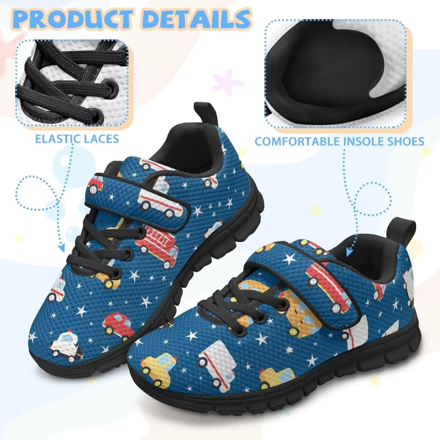Kids Shoes Comfortable Breathable Hook and Loops Athletic Running Shoes for Litter Kids Non-Slip Lightweight School Sport Sneaker for Boys Girls US 11-15