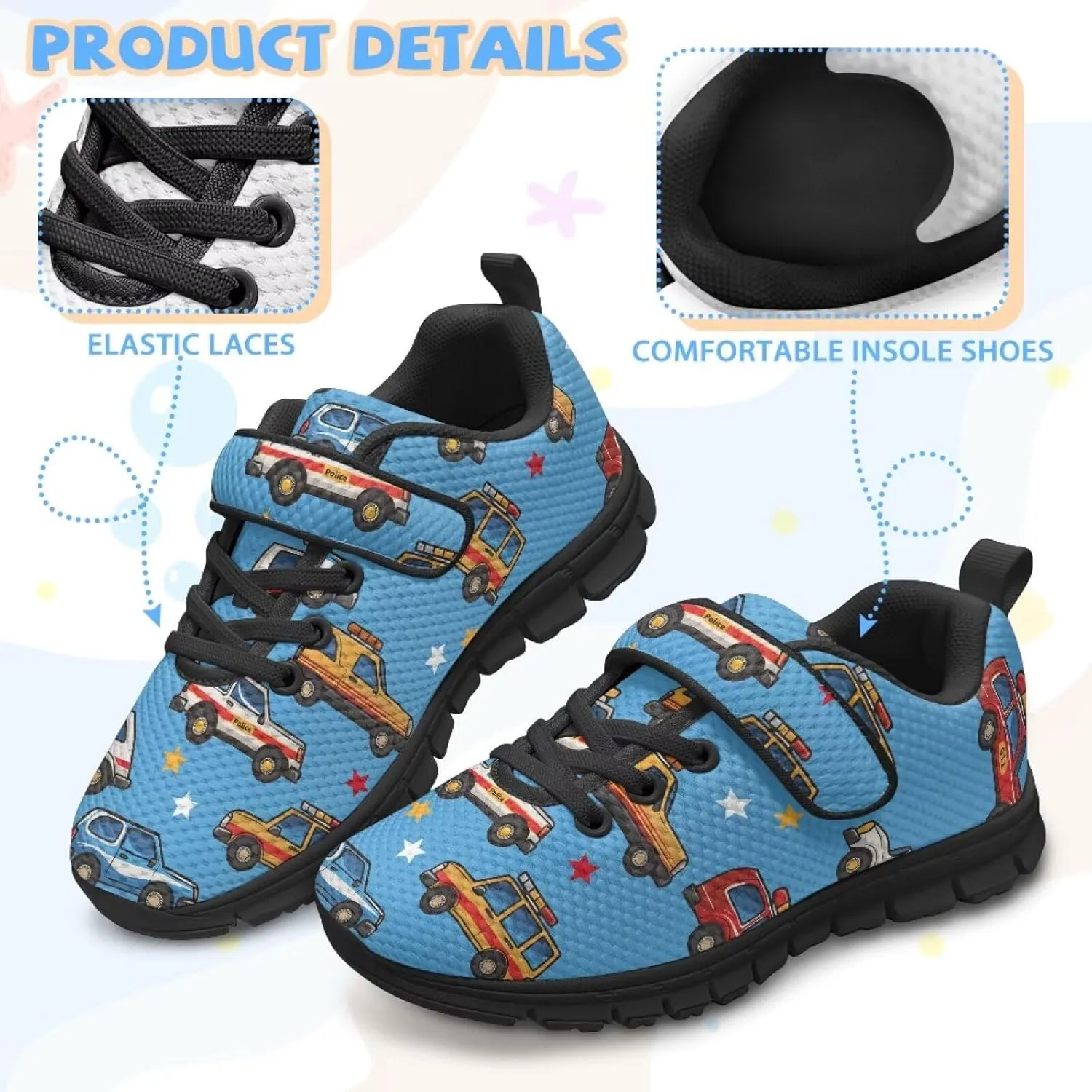 Kids Shoes Comfortable Breathable Hook and Loops Athletic Running Shoes for Litter Kids Non-Slip Lightweight School Sport Sneaker for Boys Girls US 11-15