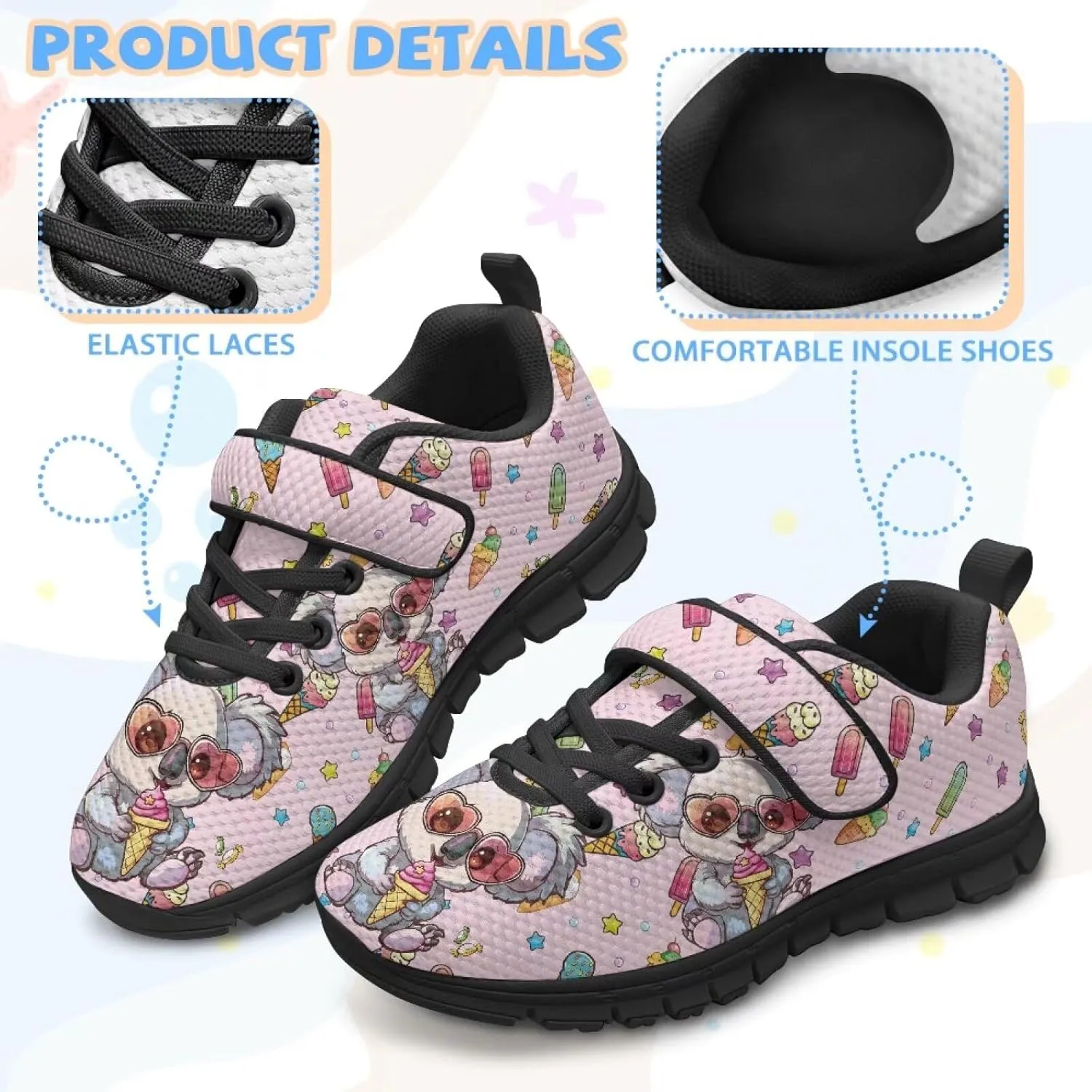 Kids Sneakers Girls Tennis Outdoor Activity Design