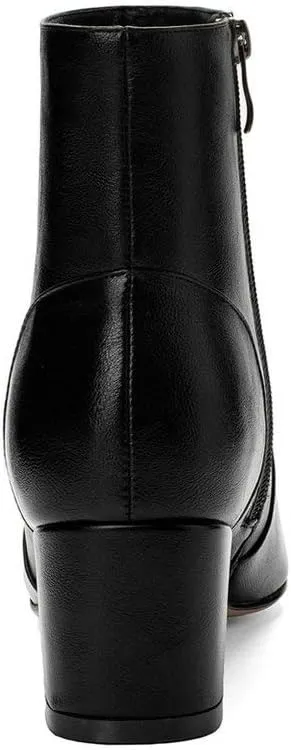 KOKOMOMO Womens Block Chunky Heeled Booties Round Toe Zip Up Ankle Boots
