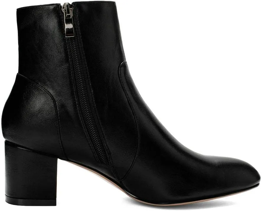KOKOMOMO Womens Block Chunky Heeled Booties Round Toe Zip Up Ankle Boots