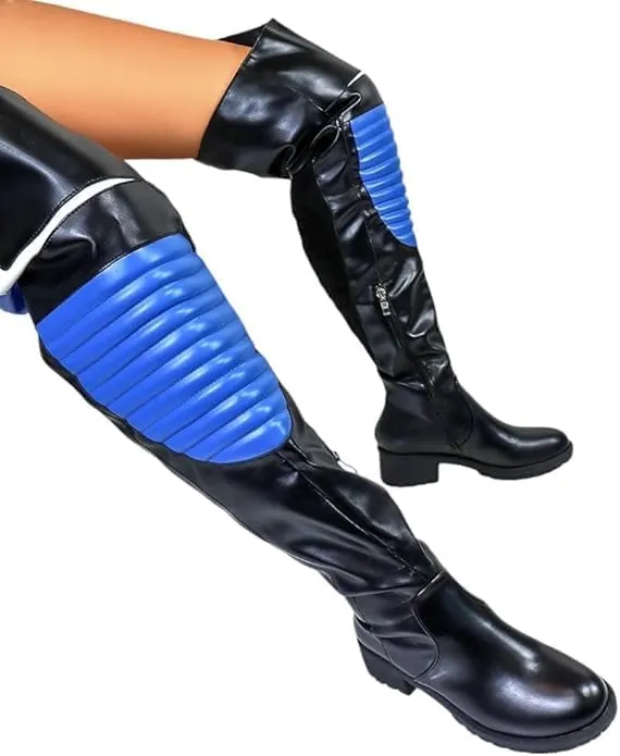 Liliana Women's Norris-1 Round Toe Motersport Over The Knee High Boot