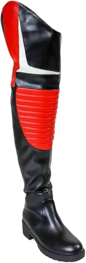 Liliana Women's Norris-1 Round Toe Motersport Over The Knee High Boot