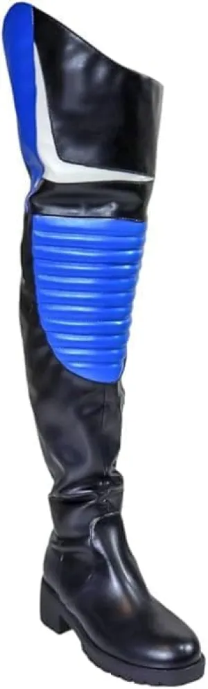 Liliana Women's Norris-1 Round Toe Motersport Over The Knee High Boot