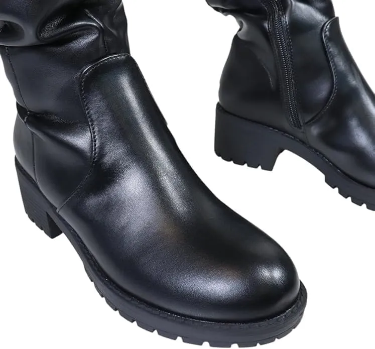 Liliana Women's Norris-1 Round Toe Motersport Over The Knee High Boot