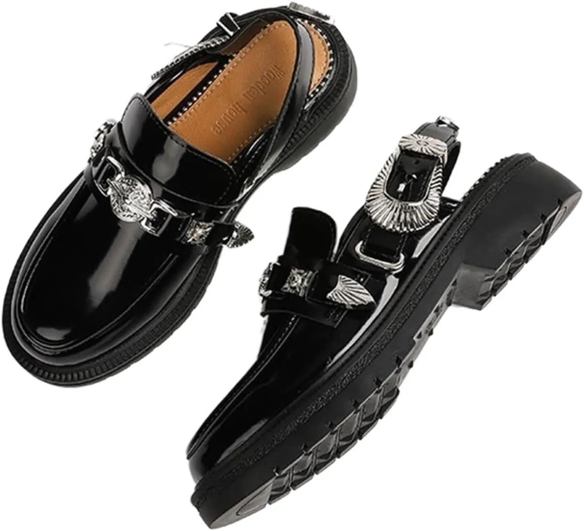 Loafers for Women Stylish Women's Flat Slingback Mules Summer Casual Buckle Leather Shoes