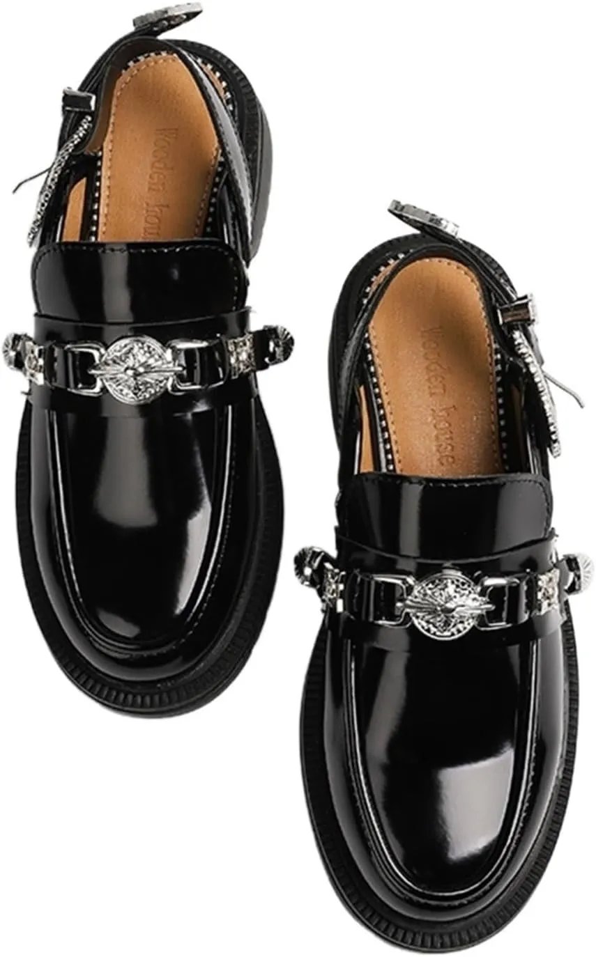 Loafers for Women Stylish Women's Flat Slingback Mules Summer Casual Buckle Leather Shoes
