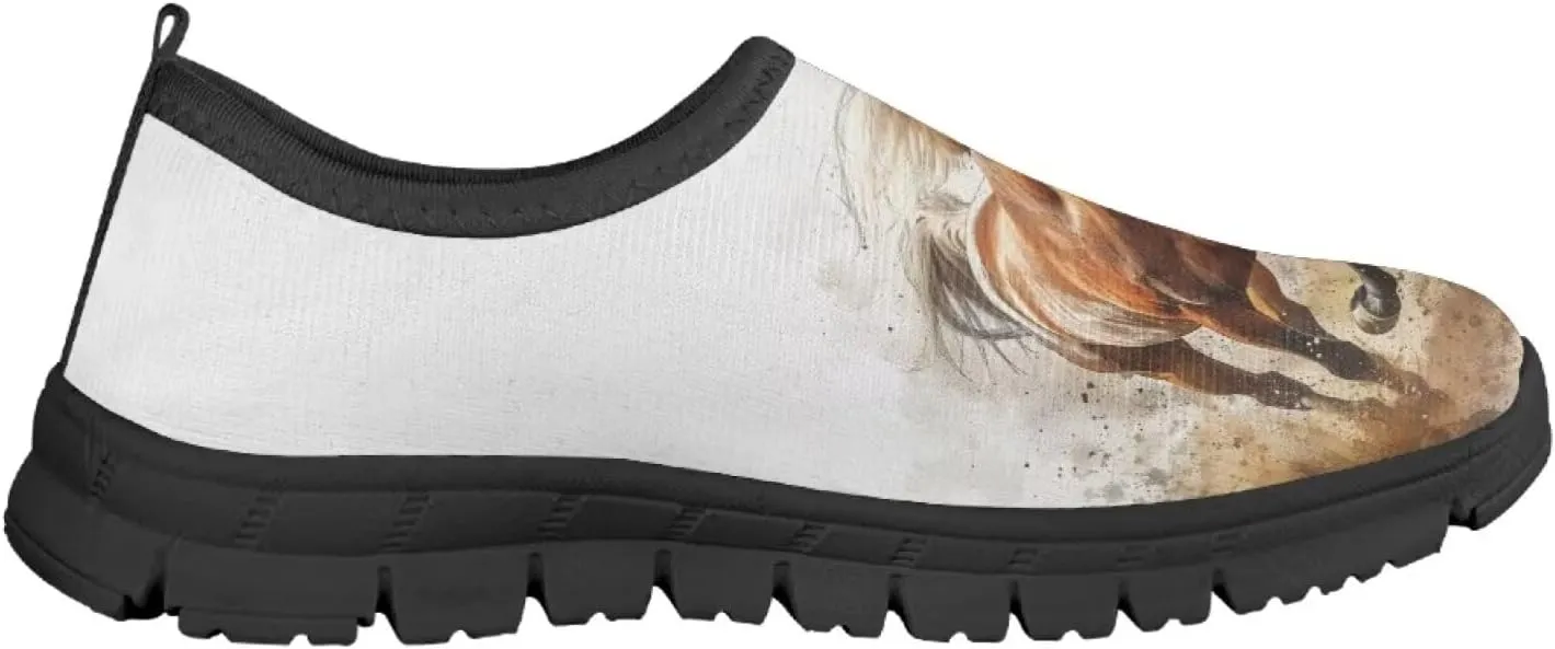 Low Cut Horse Print Running Shoes for Boys and Girls Comfortable Casual Sneakers Laceless Walking Shoes