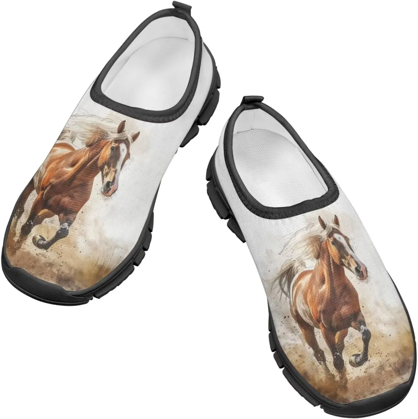 Low Cut Horse Print Running Shoes for Boys and Girls Comfortable Casual Sneakers Laceless Walking Shoes