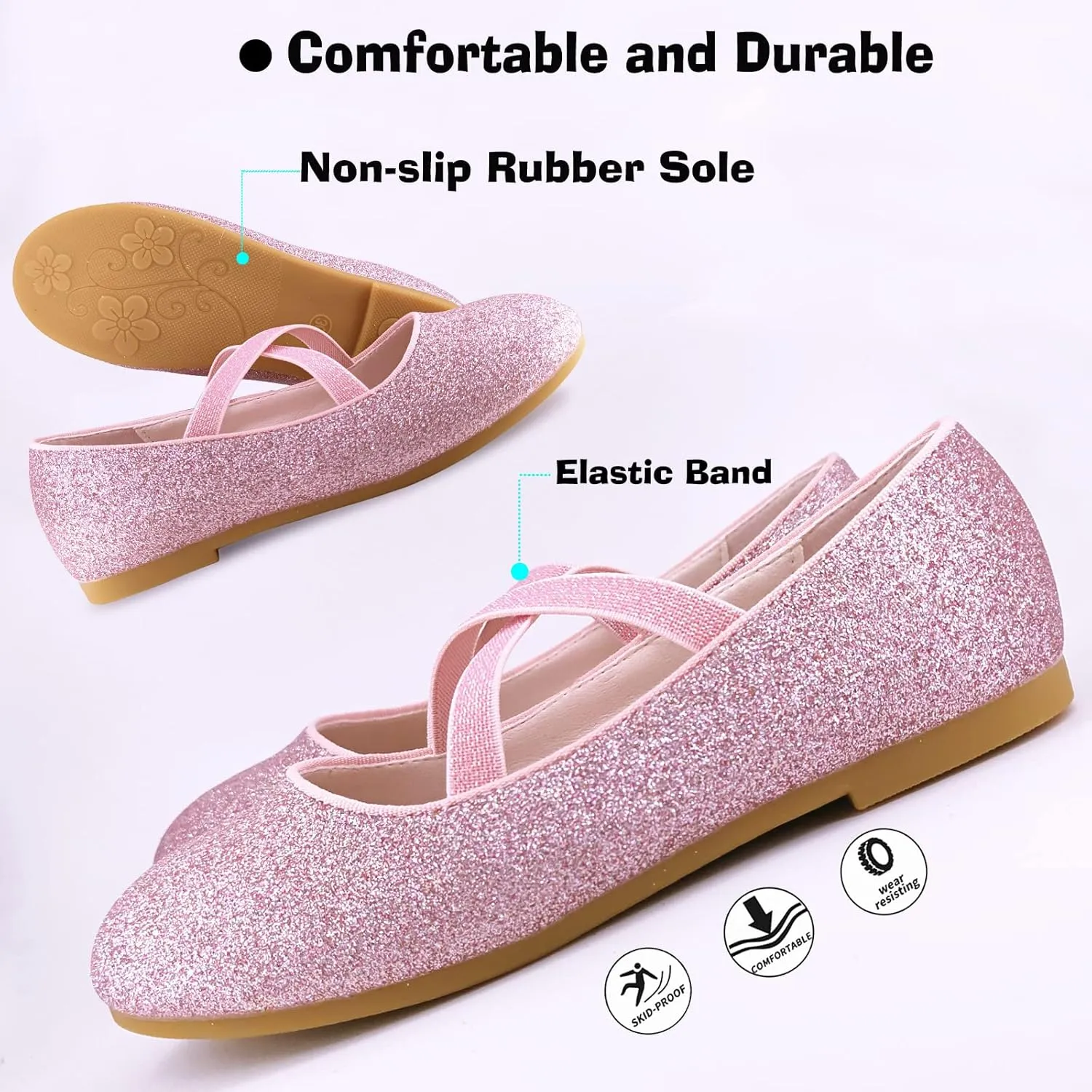 Mei MACLEOD Girl's Mary Jane Shoes Ballerina Shoes, Princess Dress Shoes for Party Wedding