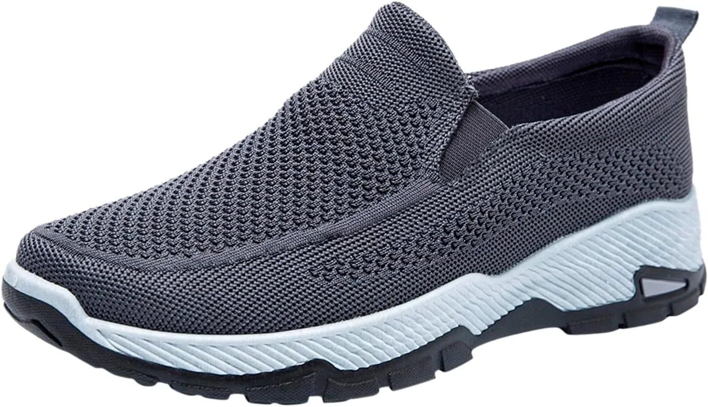Men Slip on Walking Shoes Comfortable Memory Foam Breathable Fashion Sneakers Non Slip Indoor Outdoor Training Gym Shoes Wide Width
