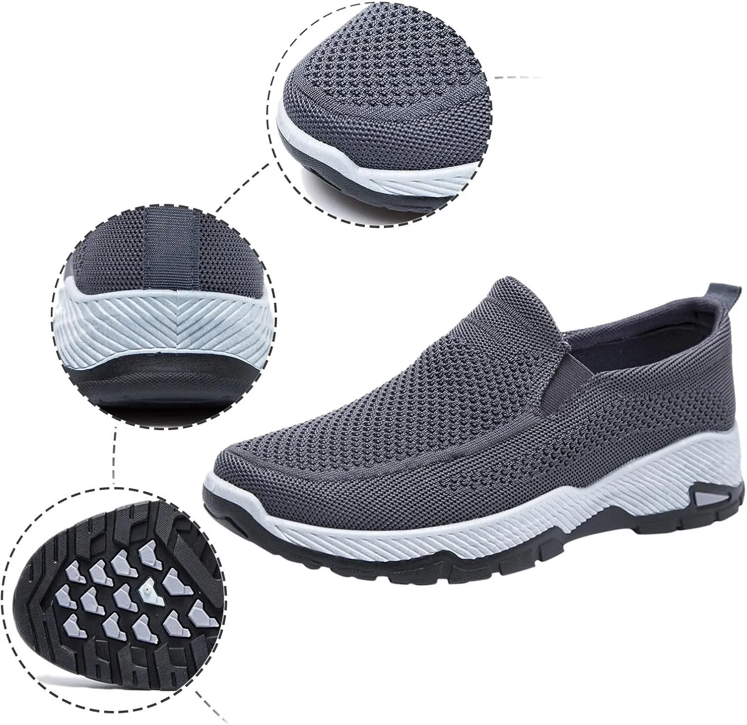 Men Slip on Walking Shoes Comfortable Memory Foam Breathable Fashion Sneakers Non Slip Indoor Outdoor Training Gym Shoes Wide Width