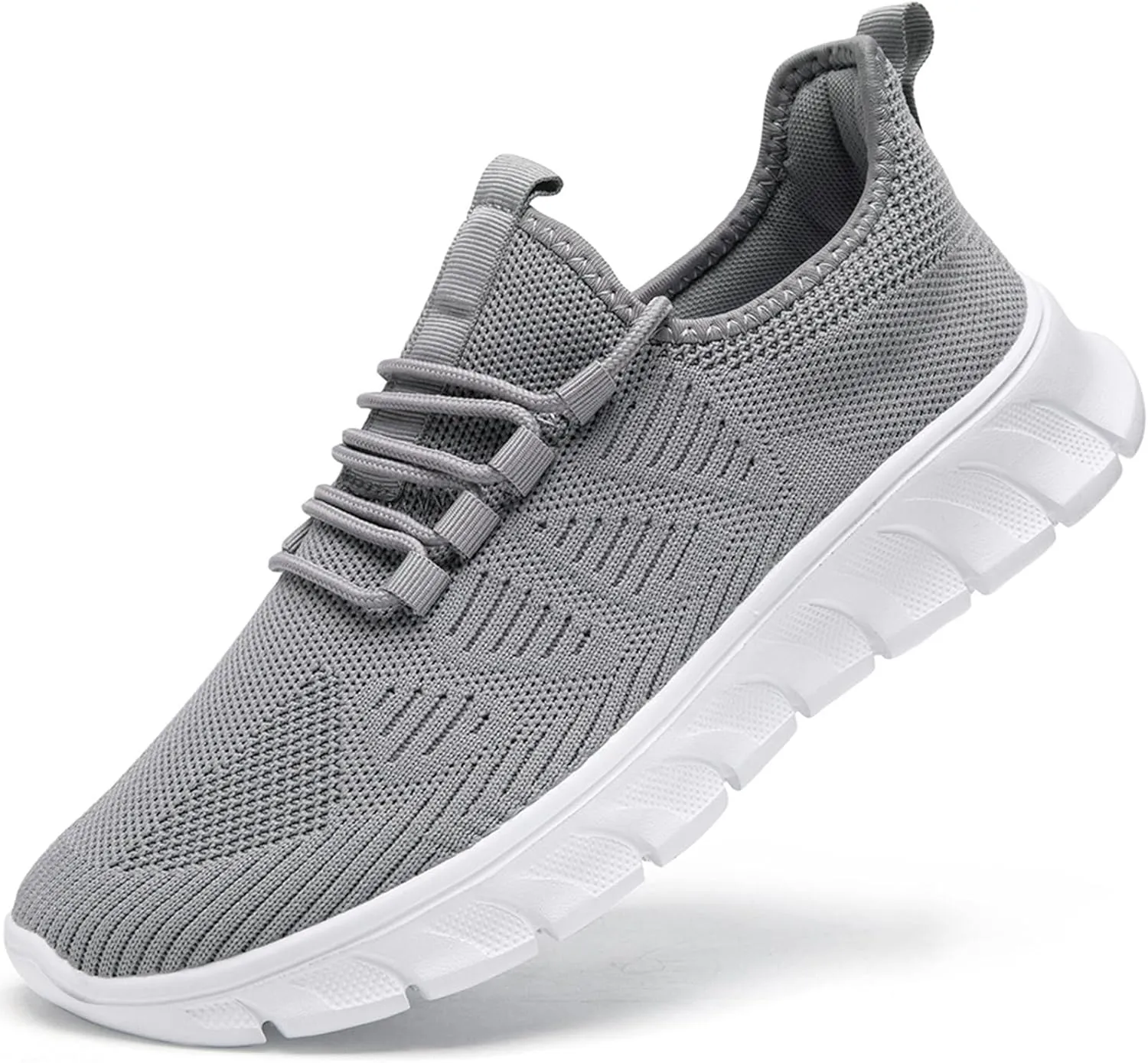 Men Tennis Shoes Running - Gym Sneakers Shoes Walking Workout Non Slip Athletic Slip on Breathable Mesh Comfortable Lightweight Casual Sports Light Gray 8.5