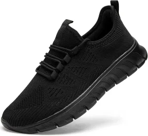Men Tennis Shoes Running - Gym Sneakers Shoes Walking Workout Non Slip Walking Athletic Slip on Breathable Mesh Comfortable Lightweight Casual Sports Black 7