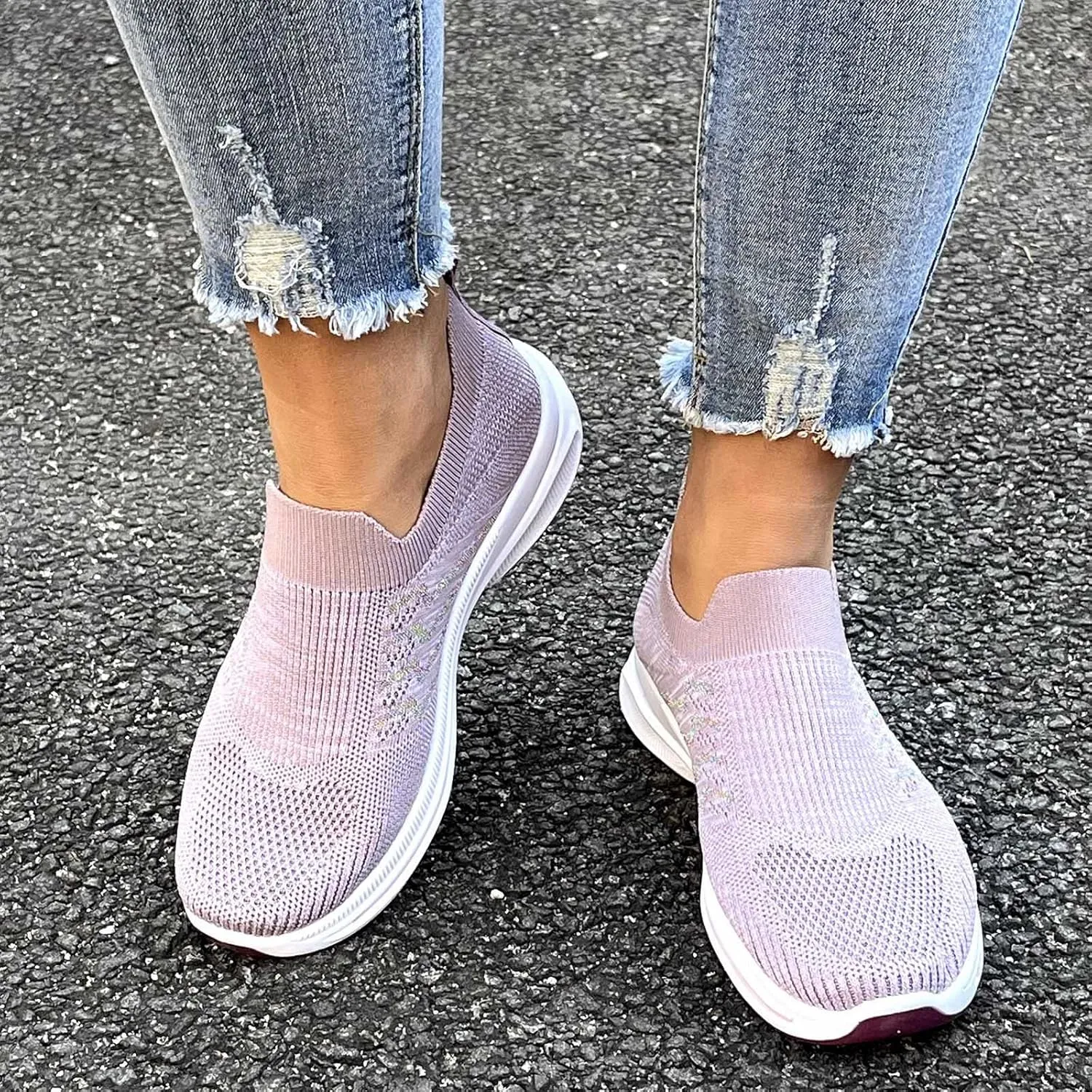 Mesh Running Leisure Sport Casual Flat Shoes Outdoor Trainer Fitness Breathable Shoes Women Glitter Woman Sneakers