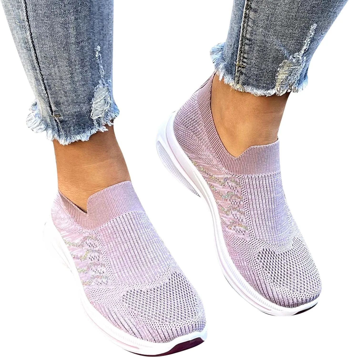 Mesh Running Leisure Sport Casual Flat Shoes Outdoor Trainer Fitness Breathable Shoes Women Glitter Woman Sneakers