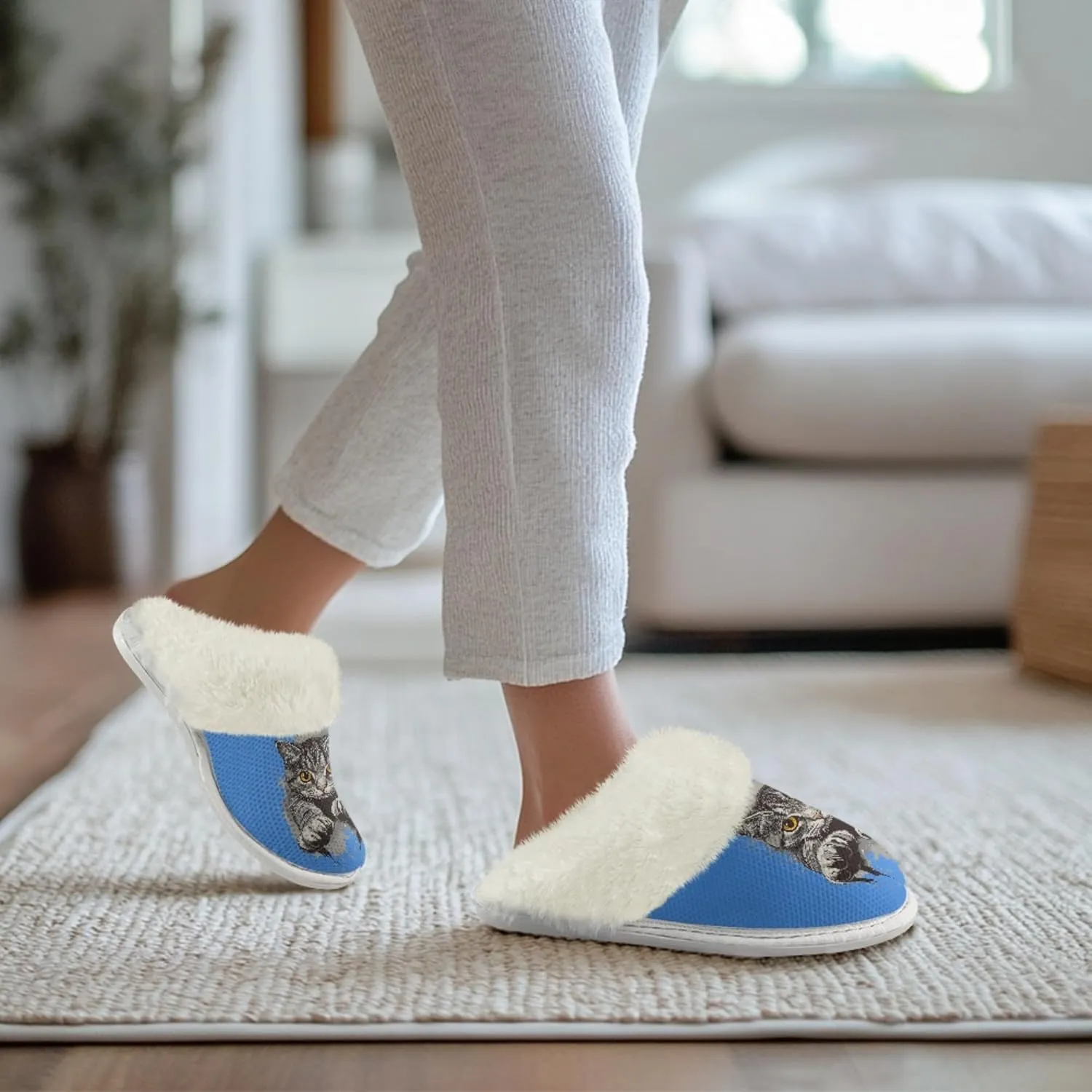 Micoklinlin Women's Slippers Cute Plush Fuzzy Lined House Shoes for Men Comfy Flannel Bedroom Slippers for Autumn Winter